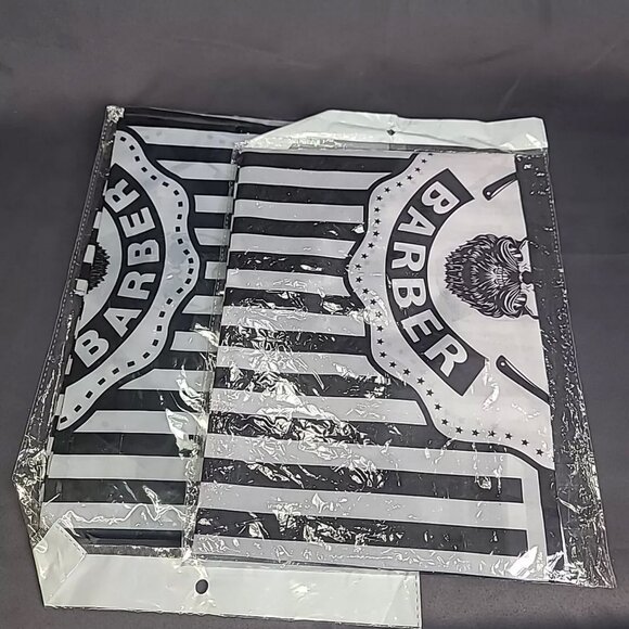 Set Of 2 The Barber Skull Faced Black/White Striped Aprons 57x65 Inches - Picture 2 of 4